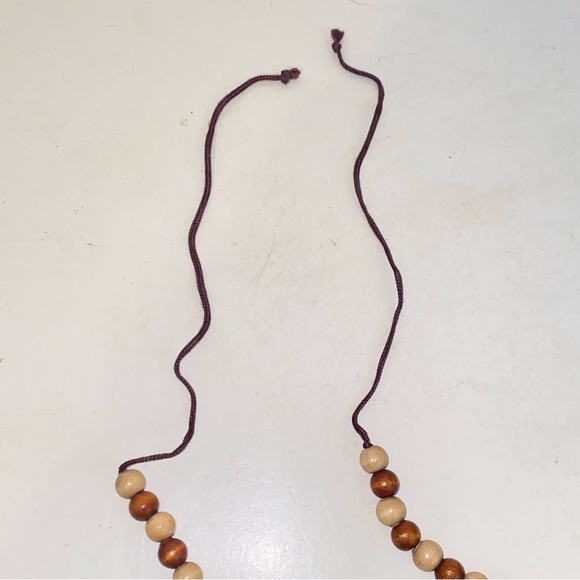 Vintage Natural Light & Dark Wood Graduated Chunky Bead 42" Necklace - Picture 5 of 9